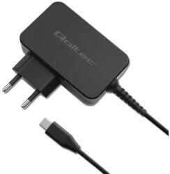 Qoltec GaN POWER PRO töltő | 1xUSB-C | 65W | 5-20V | 3-3.25A | Laptop | Okostelefon | Fekete (52386)