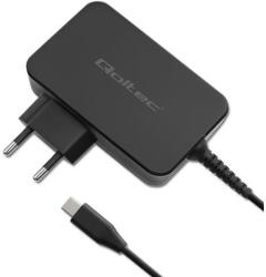 Qoltec GaN POWER PRO töltő | 1xUSB-C | 90W | 5-20V | 3-4.5A | Laptop | Okostelefon | Fekete (52387)