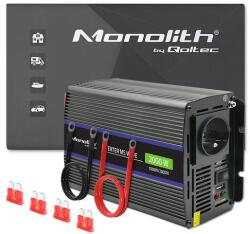 Qoltec Monolith feszültségátalakító 2000 MS hullám | 12V-ról 230V-ra | 1000/2000W | USB (51926)