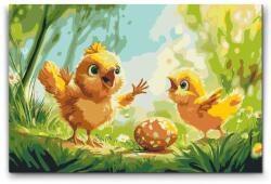 Festés számok szerint - Éneklős csibék Méret: 40x60cm, Keretezés: Keret nélkül (csak a vászon)