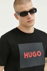 HUGO pamut póló fekete, nyomott mintás - fekete S - answear - 15 990 Ft