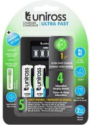 Uniross UCU005A LCD gyors töltő + 4db 2700mAh AA akkumulátor