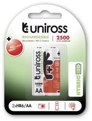 Uniross AA/ceruza 1, 2V 2500mAh Ni-MH HYBRIO akkumulátor 2 db/csomag