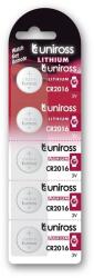 Uniross CR2016 3V lítium gombelem 5db/csomag