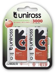 Uniross D/góliát 1, 2V 3000mAh Ni-MH HYBRIO akkumulátor 2db/csomag