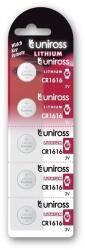 Uniross CR1616 3V lítium gombelem 5db/csomag