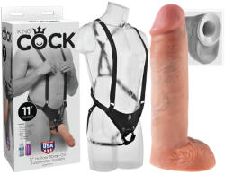 King Cock Strap-on 11 - üreges, felcsatolható dildó hámmal (28cm)