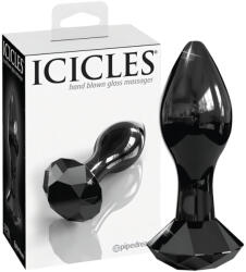  Icicles No. 78 - kúpos üveg anál plug (fekete)