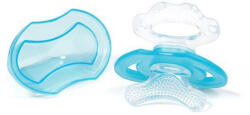 BABYONO Szilikon rágóka BPA mentes cumi alakú kupakkal kék 3hó+
