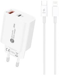 A6MaxL 20W USB-A USB-C fali töltő 1m USB-C - Lightning kábellel - Fehér (A6MaxL)
