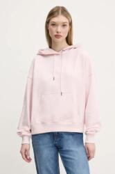 Guess Jeans pamut melegítőfelső rózsaszín, női, nyomott mintás, kapucnis, W5RQ27 K68I4 - rózsaszín S