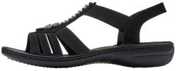 RIEKER Sandale dama, Rieker, 60806-00-Negru, casual, piele ecologica, cu talpa joasa, negru (Marime: 37)