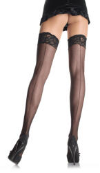 Leg Avenue Öntartó csipkés harisnya vonallal, fekete