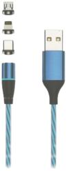 Setty - 3in1 kábel - USB - Lightning / Type-C (USB-C) / MicroUSB cserélhető mágneses fejekkel, kék kábel 2, 4A, 1 m