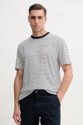 BOSS póló vászonkeverékből - sötétkék M - answear - 28 990 Ft