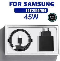 Samsung mobiltelefonhoz fekete 45W-os USB-C-s gyorstöltő (Samsung-45W-PD-Adapter)