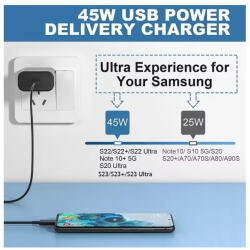 Mobiltelefonhoz fekete 45W-os USB-C-s gyorstöltő (45W-PD-Adapter-Samsung-Box)