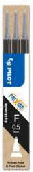 Pilot Rollertoll betét, 0, 25mm, tűhegyű, törölhető, PILOT "Frixion Point", fekete, 3db/cs (BLS-FRP5-B-S3) - mystock