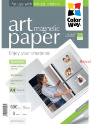 COLORWAY Fotópapír, ART series, fényes hűtőmágnes (ART glossy "magnetic"), 690 g/m2, A4, 5 lap (PGA690005MA4) - berczitech