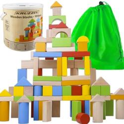 Kruzzel Fa építőkocka készlet + szortírozó - 100 db (id_17220-code_22666)