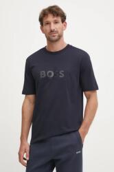 BOSS Green pamut póló sötétkék, férfi, nyomott mintás, 50531271 - sötétkék M