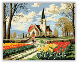  Húsvéti Reggel a Vidéki Templomnál - számfestő készlet