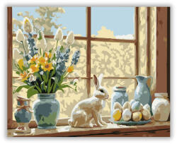 Húsvéti Nyuszi és Tavaszi Ablakdísz - számfestő készlet