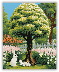  Húsvéti Fa Nyuszival és Csibékkel - számfestő készlet