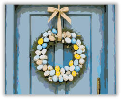  Húsvéti Koszorú Festett Tojásokkal - számfestő készlet