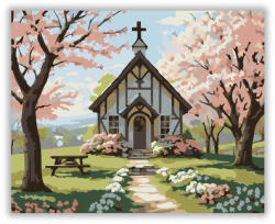  Húsvéti Kereszt a Virágzó Kertben - számfestő készlet