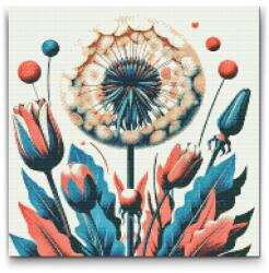  Gyémántszemes kirakó - Festett virágok Méret: 50x50cm, Keretezés: Műanyagtáblával, Gyémántok: Kerek