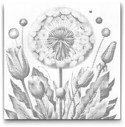  PontPöttyöző - Festett virágok Méret: 50x50cm, Keretezés: Kerek keret, Szín: Zöld