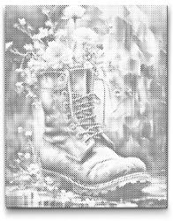  PontPöttyöző - Virágokkal teli cipő Méret: 40x50cm, Keretezés: Műanyagtáblával, Szín: Fekete