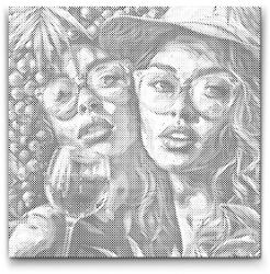 PontPöttyöző - Parti lányok Méret: 50x50cm, Keretezés: Keret nélkül (csak a vászon), Szín: Kék