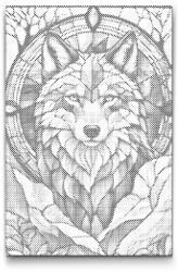  PontPöttyöző - Farkas ólomüvegből Méret: 40x60cm, Keretezés: Műanyagtáblával, Szín: Kék