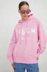 MSGM pamut melegítőfelső rózsaszín, női, nyomott mintás, kapucnis - rózsaszín M