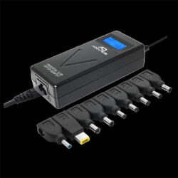 ADVANCE Notebook töltő - Universal Charger for Laptops (90W, 9 csatlakozó, automata feszültség érzékelés, LCD, fekete) (CHG-110)