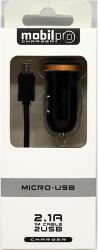 MobilPro Autós töltő szett 2 USB port 2.1A micro USB kábellel fekete