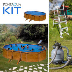 Pontaqua KIT WOOD fémfalas családi medence szett 610 x 375 x 120 cm (FFA_865) - aqualing