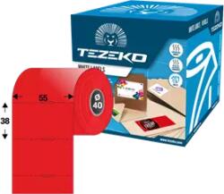 Tezeko Polccímke 55 * 38 mm-es, perforált, termál, vezérlőlyukkal, piros színű (1000 db/tekercs) (T0550003800-003)
