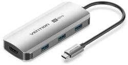 Vention 5-in-1 USB-C to HDMI / USB 3.0 ×3 / PD Docking Station 0, 15m Gray Aluminum Alloy Type (TQDHB)