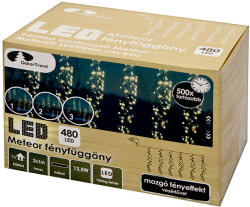 Meteor Fényfüggöny - Hideg Fehér, Fekete Kábel, 2x1 Méter, 480 LED