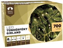  Tündérfény Girland - Ezüst Kábel, meleg Fehér, 700 LED, 7 méter