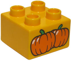 LEGO® Alkatrészek (Pick a Brick) Világos fényes narancssárga duplo 2x2 kocka, 2db tök mintával 6124635 (6124635)