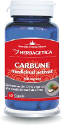 Herbagetica Carbune medicinal activat, 60 capsule, Herbagetica
