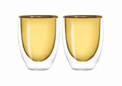 Easy Life Borosilicate Hőálló Duplafalú Üvegpohárszett 2 db-os, 220ml, Sárga