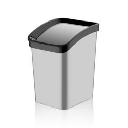 Özer Plastik OZ-ER Smart Click Szemetes kuka, Billenő fedéllel, Műanyag, Ezüst/Fekete 23L