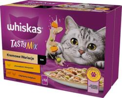 Whiskas Adult Tasty Mix tasak 12x85g Creamy Variations nedves eledel felnőtt macskáknak szószban: csirkével és zöldségekkel, bárányhússal és pulykával