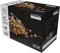 Entac ARMIN Entac Karácsonyi Fényfüzér - IP44, 15 mm Balls, 120 LED WW, 9 m