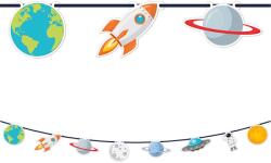 Procos Világűrös fűzér - űrhajós, bolygós dekoráció (90623)